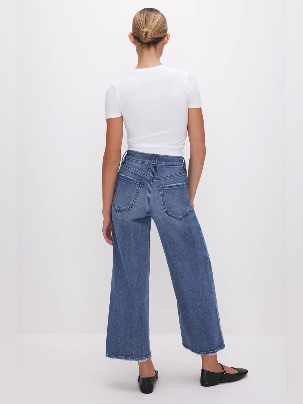 GOOD AMERICAN - Good Waist Cropped Palazzo Jeans - NWOT - Picture 4 of 9